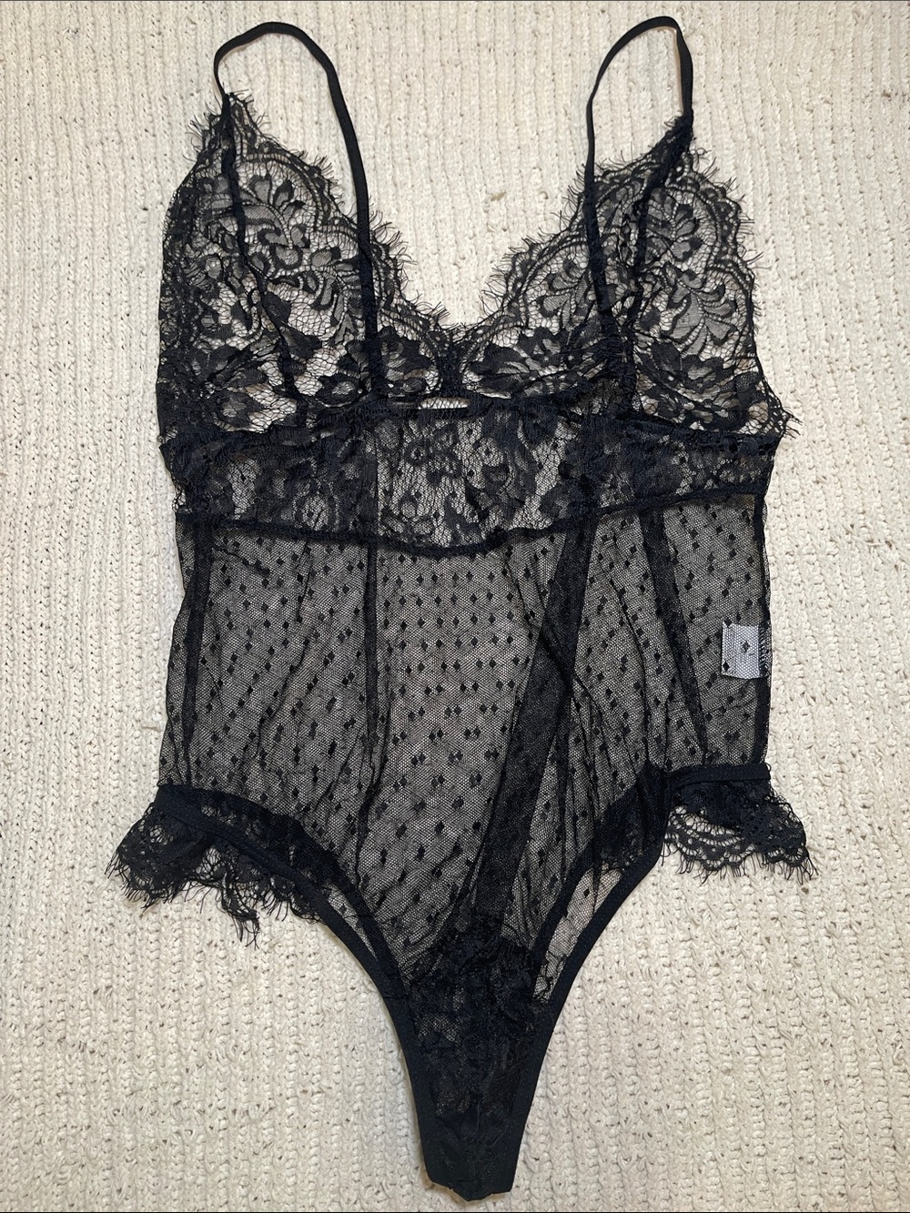Source Unknown Black Lace Sheer Bodysuit Chemise